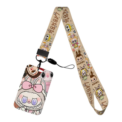 Labubu Phone Rope Cartoon Toy Student Id Card Badge Holder With Neck Strap