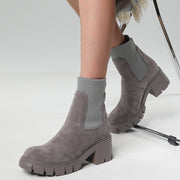 Thick Heel Suede Boots