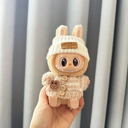 17 cm labubu clothes pendant sitting party bear label scarf hat dolls accessories