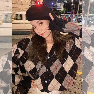 Plaid Loose Cardigan Coat