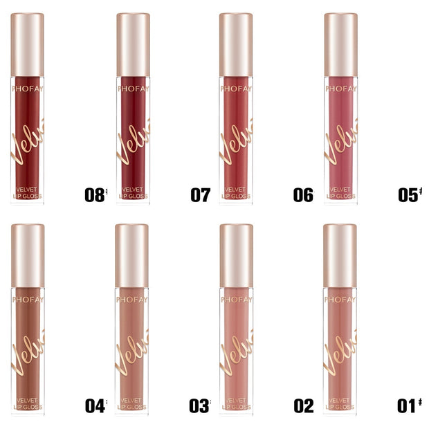 PHOFAY Velvet Lip Gloss – Soft-Matte Glide