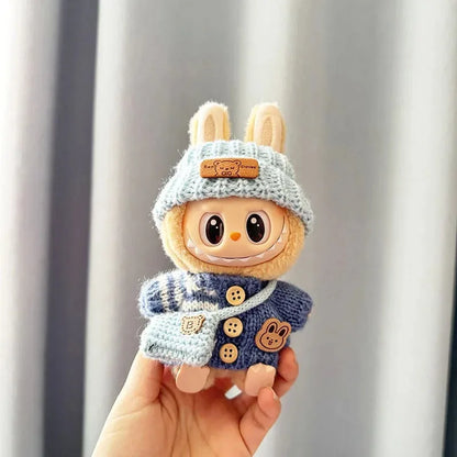 17 cm labubu clothes pendant sitting party bear label scarf hat dolls accessories
