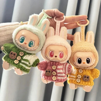 17 cm labubu clothes pendant sitting party bear label scarf hat dolls accessories
