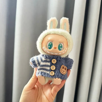 17 cm labubu clothes pendant sitting party bear label scarf hat dolls accessories