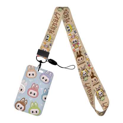 Labubu Phone Rope Cartoon Toy Student Id Card Badge Holder With Neck Strap