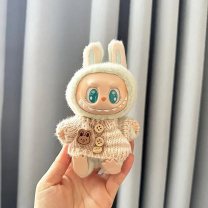 17 cm labubu clothes pendant sitting party bear label scarf hat dolls accessories