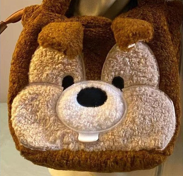 Flower chestnut plush bag for cozy fashion