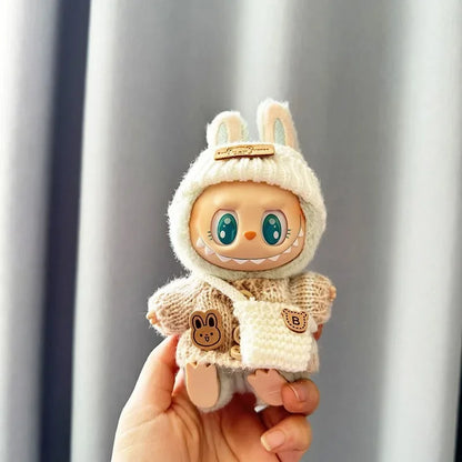 17 cm labubu clothes pendant sitting party bear label scarf hat dolls accessories