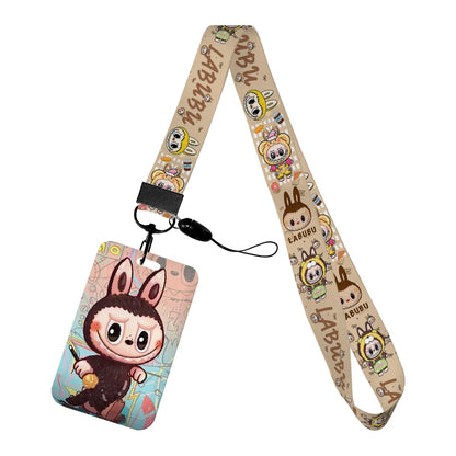 Labubu Phone Rope Cartoon Toy Student Id Card Badge Holder With Neck Strap