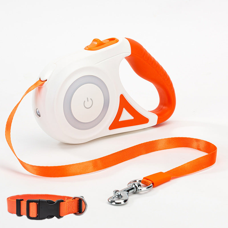 Small Medium Pet Leash Retractable And Collar Spotlight Automatic Traction Rope