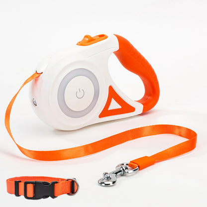 Small Medium Pet Leash Retractable And Collar Spotlight Automatic Traction Rope