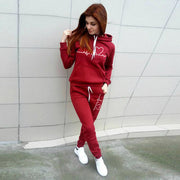 Women’s Two-Piece Hoodie and Jogger Set with Heartbeat Print