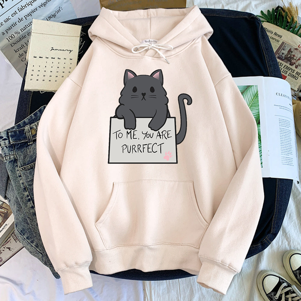 Women’s Cat Print Hoodie “You Are Purrfect” Graphic