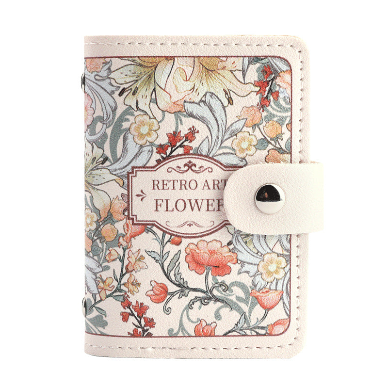 Floral Oil Painting Retro Large-Capacity Card Holder