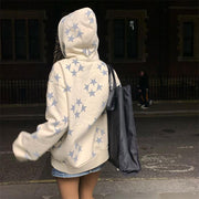 Women’s Oversized Zip Up Hoodie with Star Print