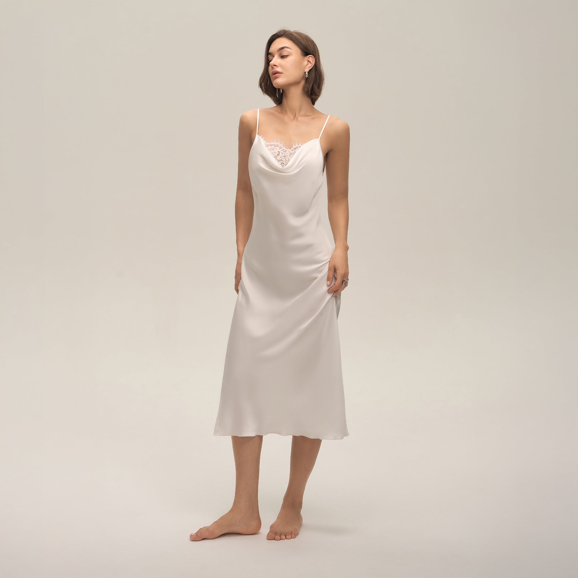 Lace Sexy Solid-Color Slip Dress For Women Loungewear Pajamas